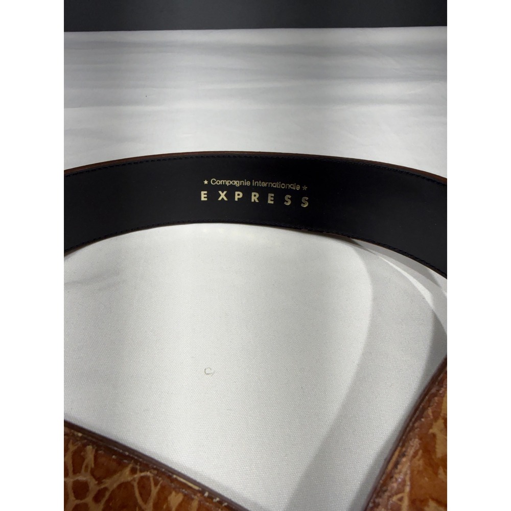 Vintage Compagnie Internationale Express Brown Croc Embossed Leather Belt Large - Picture 3 of 4